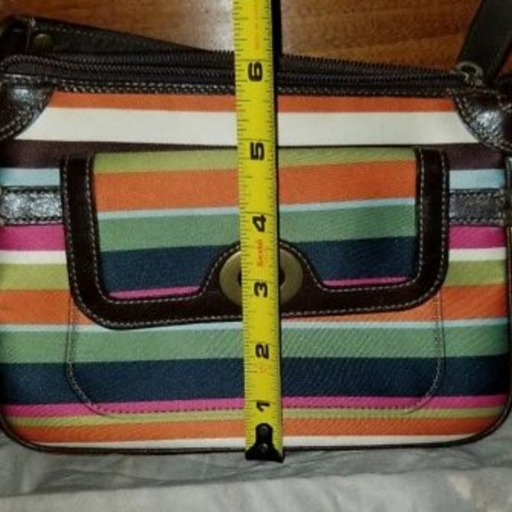 Coach legacy satchel satin striped rainbow handbag purse 41852 retired - Picture 5 of 12